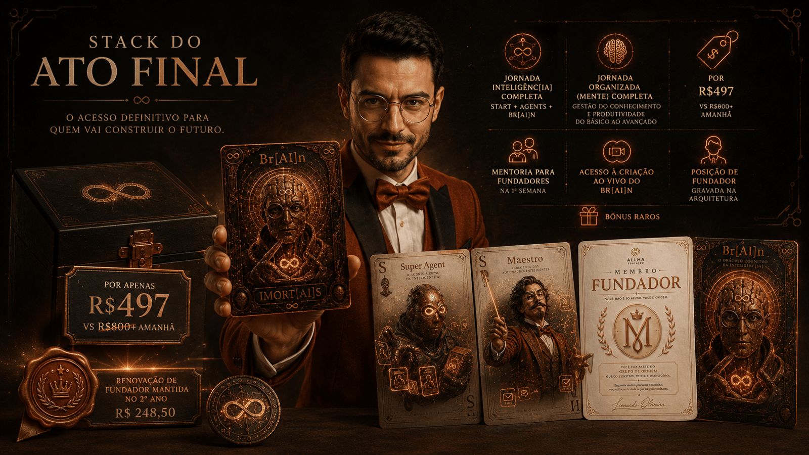 Stack do Ato Final: a Jornada Inteligênc[IA] Sem Esforço completa, o Br[AI]n e as cartas de fundador por R$ 497.